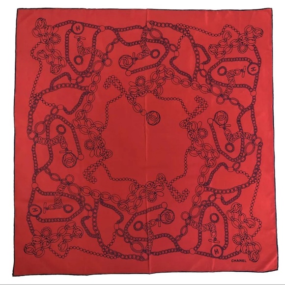 CHANEL Chain Multicolor 100% Silk Scarf/6T0362 - Picture 9 of 9